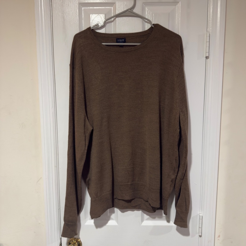 J. Crew Merino Wool Blend Crewneck Sweater Brown XXL‎ Classic Fit